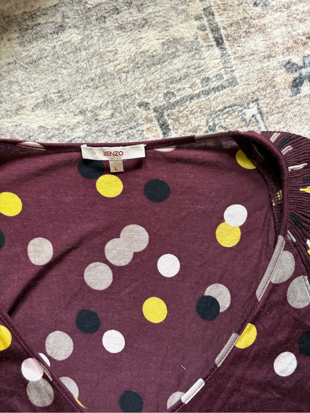 Kenzo paris 100% silk puff sleeve sequin polka dot silk sparkle dress size L - Picture 5 of 11